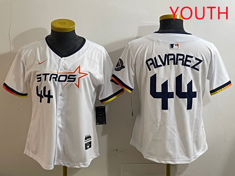 Youth Houston Astros #44 Alvarez White three generations Joint Name Nike 2025 MLB Jersey style 4->youth mlb jersey->Youth Jersey